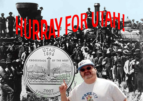 Paflyman points to the new Utah quarter with some pals!